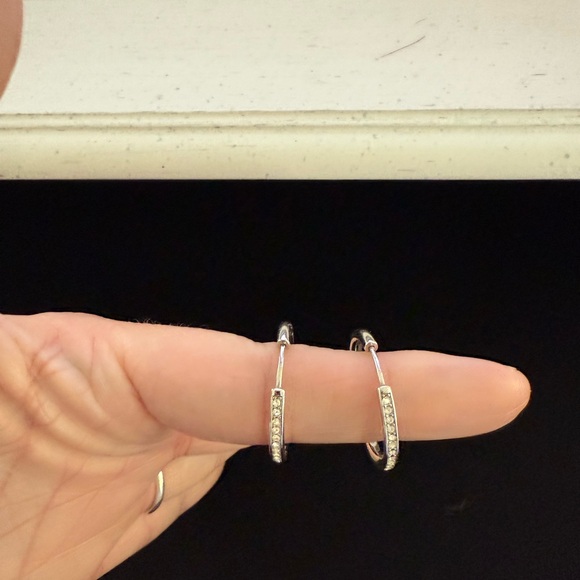 Dazzling Silver Crystal Hoop Earrings - Picture 1 of 2